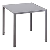 HOMCOM Esszimmertisch 75 x 75 cm, Quadratischer Küchentisch für 4 Personen, Esstisch aus Hartglas mit Metallbeine, moderner Tisch für Küche, Esszimmer und Wohnzimmer, Grau