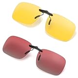 Oiieco 2 Stück Nachtfahrbrillen zum Anklippen, blendfrei, für Männer und Frauen, polarisiert, HD-Vision, UV380, blendfrei, zum Fahren, Angeln, Skifahren, Laufen, Radfahren, passend für alle Brillen