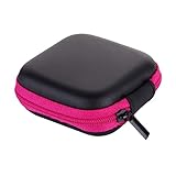 Universal Tasche für In-Ear Kopfhörer mit Netzfach - Mini Kopfhörer Hülle Schutzhülle stoßfeste Schutztasche Kopfhörer Aufbewahrung Etui Earphone Cover Eva Hardcase (Rosa)