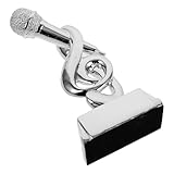 DECHOUS Mikrofon Trophäe Musikpreis mit Noten Design Einzigartige Gesangsauszeichnung für Karaoke Partys Vielseitige Dekoration für Musikveranstaltungen und Wettbewerbe Silbernes