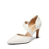 DREAM PAIRS Damen High Heels Pumps Kleid Geschlossene Spitze Zehenpartie Bequeme Pumps Schuhe für Arbeit Büro Hochzeit Tanzen,Size 39,Weiss-Pu,SDPU2350W