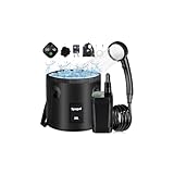 Campingdusche Tragbare, Spopal Campingdusche mit 20L Klappbarer Eimer, 6000mAh Camping Dusche Akku, Camping Dusche Outdoor Set mit Duschkopf und 2m Schlauch für Garten, Strand, Autowaschen, Haustier