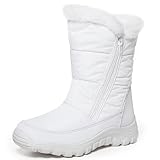 Polar Damen Winterstiefel – Mit Doppeltem Reißverschluss & Einstiegshilfe – Wasserdichtes Nylon – Dick Gefuttert mit Kunstfell – Memory Foam – Fur Regen & Schnee - EU40