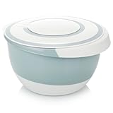 com-four® 5 L Rührschüssel mit Deckel, Rühröffnung und Ausgießer - große Salatschüssel - Backschüssel mit Stoppboden - Schale mit Spritzschutzdeckel [Auswahl variiert] (1x 5L - Farbmix)