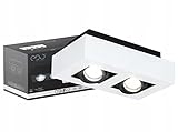 EDO OSMIN 2 Doppel-Deckenanbauleuchte, Deckenstrahler LED, Deckenlampe LED, Deckenspots LED, Deckenlampe Wohnzimmer, Deckenlampe Schwarz und Weiß, IP20 Carré, LED Plafonnier EDO777145