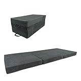 Pillows24 Klappmatratze Grau 195x75x15, Gästebett klappbar aus Foam, Faltmatratze für Erwachsene auch als Reisebett oder Gästematratze verwendbar, nach ÖKO TEX Standard (Anthrazit - Cord, 195x120x15)