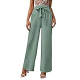 KBOPLEMQ Palazzo Hose Damen Casual Weite Hose Anzughose Paperbag Elegant Hosen Hohe Taille Sommerhose Freizeithose Leicht Casual Locker Palazzo Hose Weite Leg Hose Hohe Taille Stoffhose