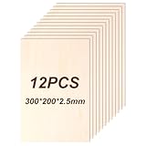 Philorn Balsaholz 12 Stück 300 x 200 x 2,5mm Lindenholz - Sperrholz Balsaholz Platten, Holzplatten zum Basteln für Laserprojekte, DIY Modellbau