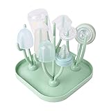 Vicloon Trockenständer Babyflaschen,Trockenständer für Babyflaschen mit Abtropfschale,BPA frei Babyflaschen Zubehör zum Trocknen von Babyflaschensaugern - Grün