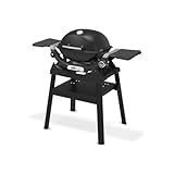 Weber Q 1200N Gasgrill mit Seitentischen & kompakten Stand/Grill für Terrassen und Balkone mit Hochleistungsbrennern, porzellanemaillierten Gussrosten und elektronischer Zündung, Mitternachtsschwarz