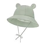Durio Unisex Baby Kleinkinder Sonnenhut Kappe Mütze Fischerhut Strandhut Kinder Baby Mädchen Jungen Sommerhut UV Schutz UPF 50+ Grün 6-12 Monate