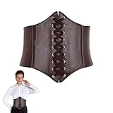 Korsett Damen,Schwarz Taille Piratenkostüm Gürtel,Halloween-Kostüm,Taillengürtel,Corset Belt,Schwarzes Pirat Breit Corsett,Retro Leder Corsage Frauen,Schnürkorsett Catwoman (Kunstleder, Kaffee)