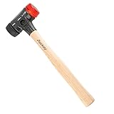 Wiha Schonhammer Safety mittelweich und hart (26612) I Gummihammer mit hochwertigem Hickory Holzstiel I Rund-Schlagkopf 40mm