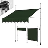 Sonnensegel, höhenverstellbar, wasserdicht, mit Kurbel, für Balkon und Fenster, kein Bohren, aufrollbar, für den Außenbereich, grün, perfekt für Terrassenschatten
