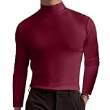 T-Shirt Herren Klassisch All-Match Einfarbig T-Shirt Herren Casual Mode Longsleeve Tops Herren Slim Fit Komfortabel Leichte Longsleeve T-Shirt Herren R-Wine Red M