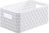 Rotho Country Aufbewahrungskiste 6l in Rattan-Optik, Kunststoff (PP) BPA-frei, weiss, A5/6l (28.0 x 18.5 x 12.6 cm), White