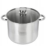 Edelstahl Großraumtopf 12L Kochtopf Glasdeckel Topf Suppentopf Induktion 28cm