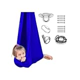Sensorische Therapieschaukel Kinder Für Autismus, Psychischen Stress Abbauen - Hängesessel Kinder Atmungsaktives SETC-Material - Komplettes Paket Hängehöhle Kinder (Blau/Bunt)