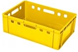 BirnePower Fleischerkiste Fleischkiste Eurofleischerkiste E2 Stapelkiste Kiste Farbe Gelb Eurobox Lagerkiste Metzgerkiste Box 60x40x20 cm 10 Stück