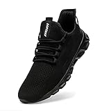 Linenghs Herren Schuhe Laufschuhe Turnschuhe Sportschuhe Sneaker Running Tennis Freizeit Straßenlaufschuhe Leichtgewichts Atmungsaktiv Walking Outdoor Fitness Jogging Schwarz 43 EU