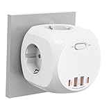 4 Fach Steckdosenwürfel, Würfel Mehrfachsteckdose mit USB,3680W Cube Steckdosenleiste, Steckerleiste mit Schalter, Verteilersteckdose Mehrfachstecker Power Cube Ladegerät für Büro Hause,1.8 M Kabel