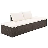 Xichuzi Gartenbett, Liegen, Sonnenliege, Liegeinsel Outdoor, Outdoor Bett, Doppelliege, Gartenliege, Daybed Outdoor, Braun 195×60 cm Poly Rattan