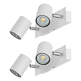 ledscom.de 2 Stück Wandspot WAIKA, zweiflammig, mit Schalter, weiß matt, inkl. GU10 LED (warmweiß, 7,6W, je 1103lm, 33°)