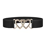 NPXUAMTJ Elastischer Taillengürtel Mit Doppelten Herzschnallen Verstellbarer Stretch Stoff Tailler Cincher Für Frauen Girl Casual Outfit Elastisch Für Frauen Täglich Kleidung