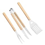 Celuicion Grillbesteck-Set, 3-teiliges Grillzubehör-Set | Griff aus Holz, hitzebeständig, rutschfest, für Steak, Burger, Pizza und kulinarische Zubereitungen