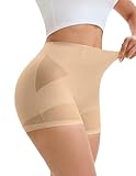 FallSweet Shapewear Damen Bauchweg Boxershorts Unterwäsche Frauen Nahtlose Mid Waist Miederhose(Beige, S)