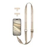 EKAX Handykette mit 2 Haken – Universal Umhängeband ohne Hülle | Crossbody-Handyband mit klebefreiem Pad | Kompatibel mit allen Smartphones, iPhone, Samsung, Huawei(Black (Light Beige (2 Stück Clips))