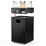 Onlyfire Abnehmbare Gas Feuerstelle, Quadratische Outdoor Gas Feuertisch mit Glaswindschutz, Rollen und Lavasteine, Terrassenfeuer mit Elektronische Zündung, 6,85KW, für Garten und Balkon, Schwarz