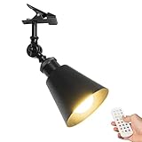 FSLiving Wiederaufladbar Klemmleuchte mit Fernbedienung, Einstellbar Clip auf Schreibtisch Leselampe,Dimmbar Clamp Nachttischlampe mit Flexarm für Schreibtisch Nachttisch Regal- 12x10CM