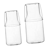 Ipetboom 2Sätze Hochborosilikat Wasserkaraffe mit Großen und Kleinen Karaffe Hochtemperaturbeständig für Fruchtsäfte und Eistee Design für Schlafzimmer