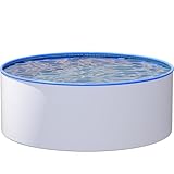 poolomio® Stahlwandpool Rund Ø 600 x 120 cm | Aufstellpool für Garten & Terrasse | Robuster Gartenpool mit verzinktem Stahlmantel | Inklusive 0,8 mm Mosaik Poolfolie & Skimmer
