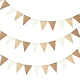 Wimpelkette Outdoor Beige, 3 Stück 4M Girlande Wimpelkette, Wimpelgirlande Wimpelkette Boho für Hochzeit Geburtstag Babyparty Gartenparty Kinderzimmer Deko