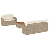 QJBSAVVA Sitzecke Outdoor Balkon Möbel Set Gartenlounge Set Balkon Set - 6-TLG. Garten-Sofagarnitur mit Kissen Beige Poly Rattan für Terrasse Garten Party Balkon