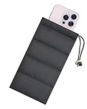MOPZIJA Thermo Handyhülle Tasche Universal Daunen Pouch Handysocke Weihnachten Geschenke für Smartphones Handy Winter Handyhülle kompatibel iPhone 14 13 12Plus X, Samsung Galaxy (Schwarz)