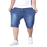 Jeans Shorts Herren GroßE GrößE - Jeanshose Herren Kurz Stretch,Einfarbig Freizeithose,Lässig Lockere Kurze Hose,Plus Size Jeanshosen,Sommer Denim Hosen,Bermuda Sommerhose,Einfache Cargoshorts