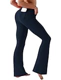 BUBBLELIME 73,7 cm/78,7 cm/83,8 cm/88,9 cm/94 cm. Damen-Stiefelbein/breite Beine, hohe Taille, Yogahose, Bauchkontrolle, Bootcut, Workout, ausgestellte Taschen, Out Pockets_darknavy, M