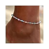 Prosy Beach Bunte Perlen Fußkettchen Silber Knöchel Armbänder Perlen Sommer Strand Fuß Schmuck Einstellbar für Frauen und Mädchen