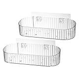 COLLBATH 2 Stück Wandhängendes Duschregal Ohne Bohren Transparentes Aufbewahrungsregal für Shampoo Seife Bad Organizer Platzsparender Wandkorb für Badezimmer Küche