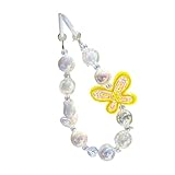 Avejjbaey Modisches Handy-Umhängeband, elegant, bunt, Perlenanhänger, Anti-Verlust-Handgelenkkette, Schmuck, handgefertigtes Handy-Zubehör