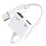 Digitaler AV-Adapter, Lightning auf HDMI, Apple MFi-zertifiziert, 1080p, HDMI-Synchronisations-Bildschirm, digitaler Audio-AV-Konverter mit Ladeanschluss für iPhone, iPad, iPod auf