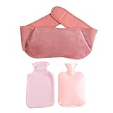 TGDGFKIAS Wärmflasche, 2 STÜCKE Tragbarer PVC-Wärmflaschengürtel Tragbarer Wärmflaschenbeutel Weicher Handwärmer Plüsch-Taillenabdeckungsgürtel Wärmetasche(Roze)