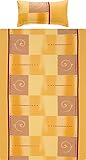 Erwin Müller Bettwäsche, Bettgarnitur Single-Jersey Ocker-gelb-rot Größe 40x80 cm / 135x200 cm - 100% Baumwolle, pflegeleicht, bügelleicht, mit praktischem Reißverschluss - Ocker-gelb-rot