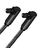 90° Optisches Kabel Toslink, 2 m Digitales Optisches Audiokabel 90 Grad Digitales Kabel 360° Drehung Rechtwinkliger Stecker für DVD Verstärker Soundbar TV Stereoanlage Heimkino PS3 PS4 Xbox Schwarz