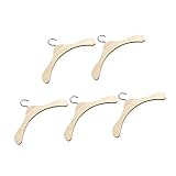 Supvox 5Stücke Holzpuppen Kleiderbügel Puppen Zubehör mit Metallhaken Holzregal für Puppenkleidung Robustes und Glattes Design Holzfarbe