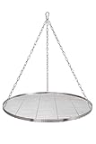 TR-FLAMES 80cm Edelstahl Grillrost mit Kette Ø4, Schwenkgrill, Grillrost mit Kette, BBQ Grillrost, Camping Grillrost, Outdoor Grillzubehör