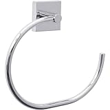 tesa EKKRO Handtuchring, verchromt - Handtuchhalter-Ring oval - zur Wandbefestigung ohne Bohren, inkl. Klebelösung - 195mm x 175mm x 45mm